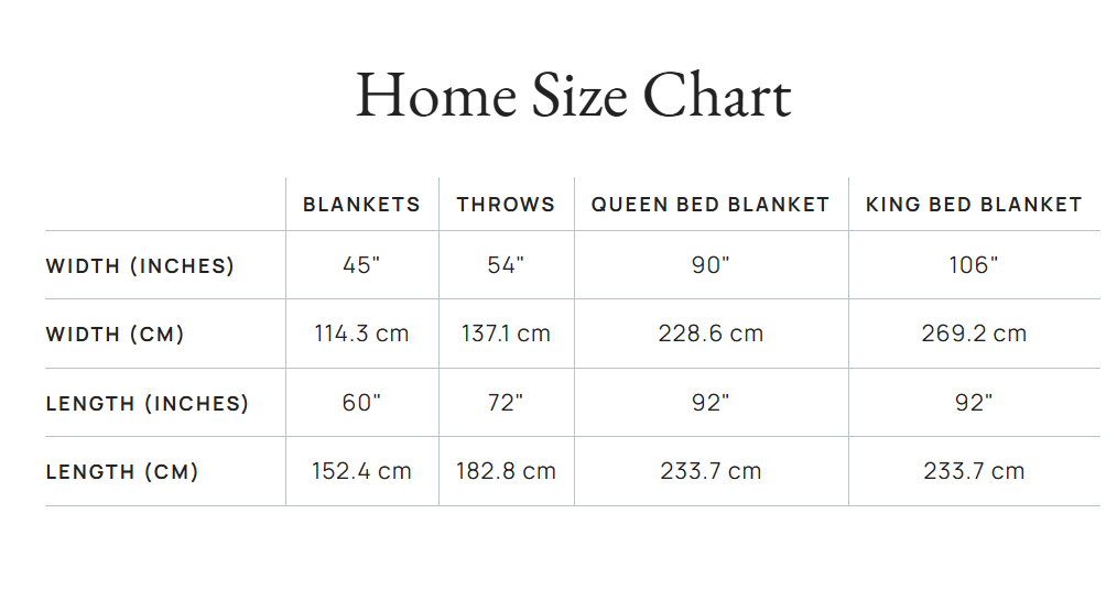 Product size guide