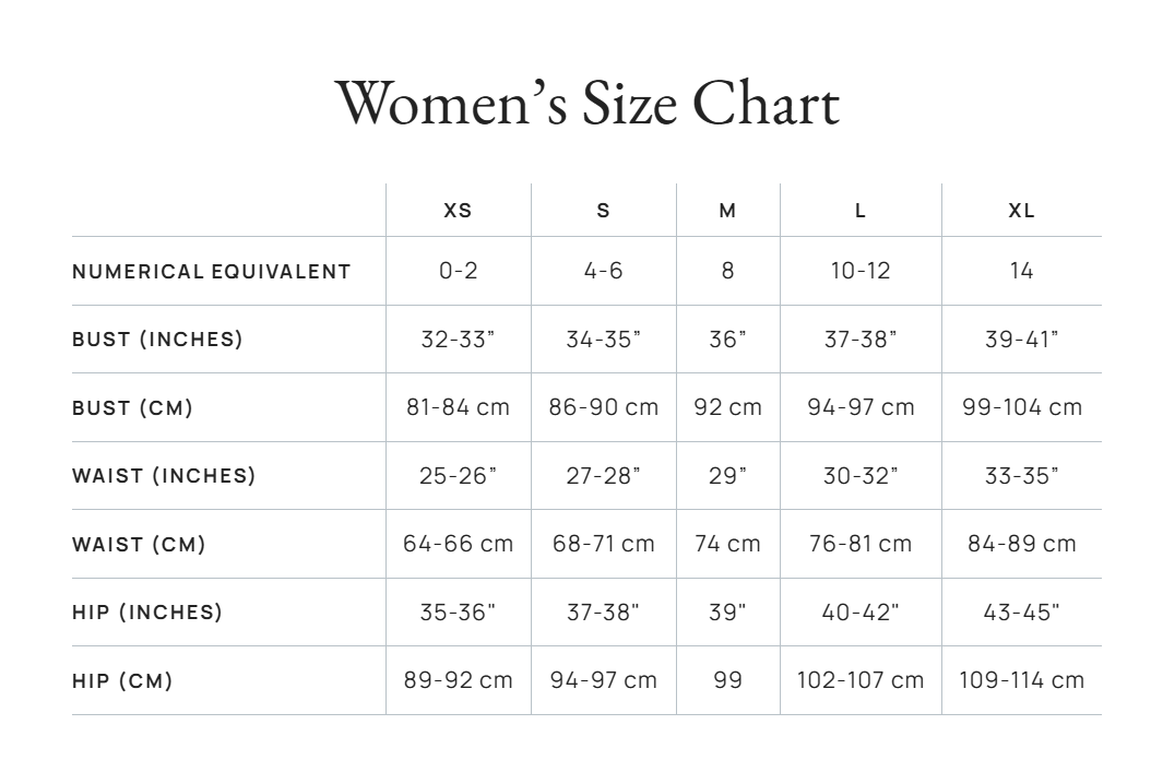 Product size guide