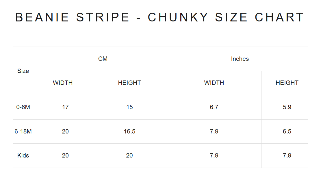 Product size guide