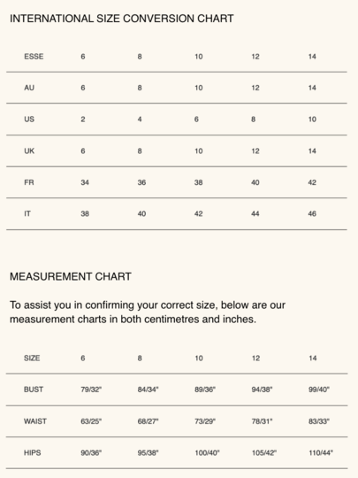 Product size guide