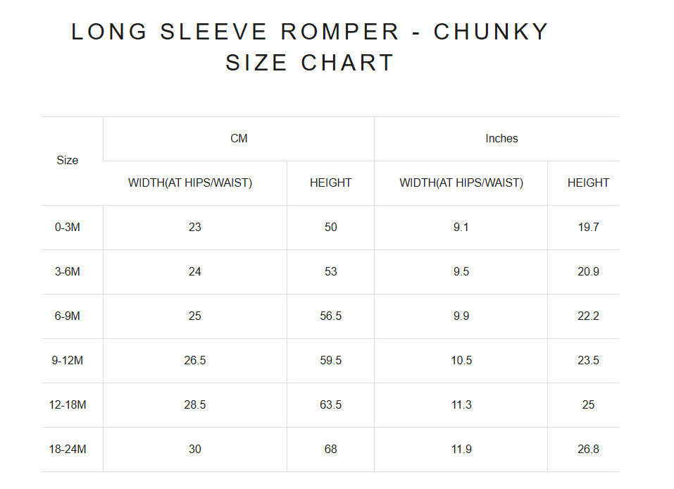 Product size guide
