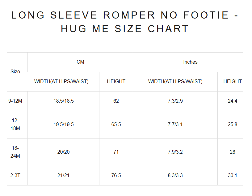 Product size guide