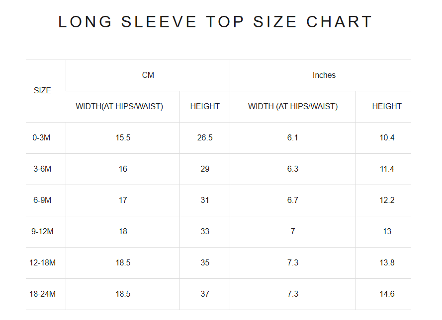 Product size guide