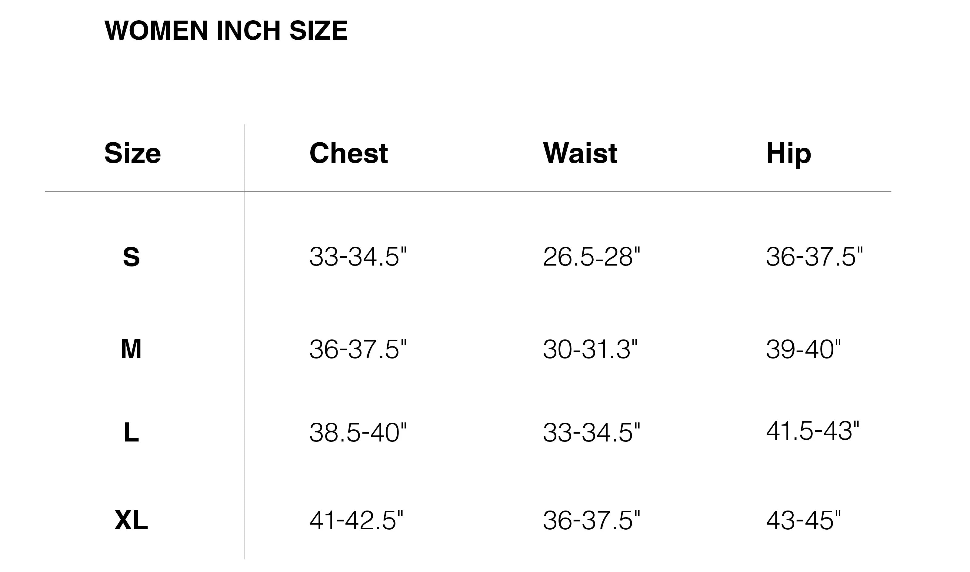 Product size guide