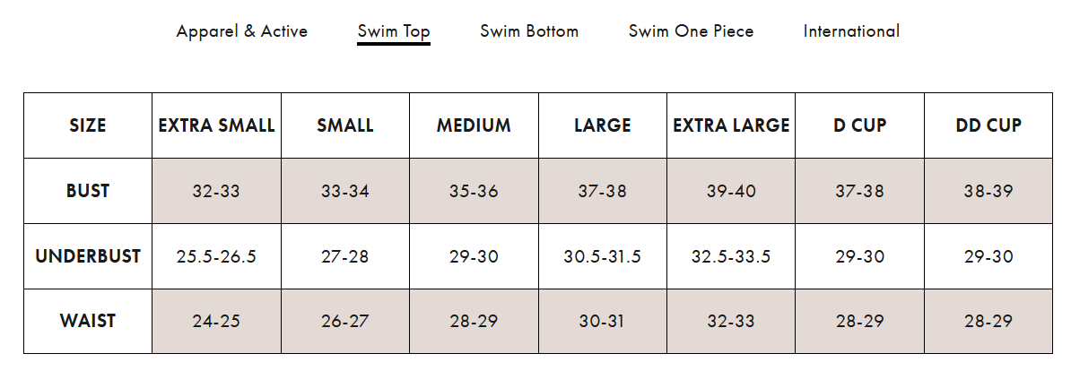 Product size guide