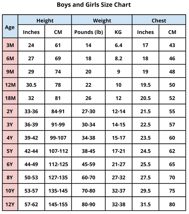 Product size guide