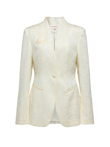 Mulberry Silk Wool Jacquard Blazer Coat | Beige