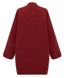 Wool-Blend Long Cardigan | Deep Red