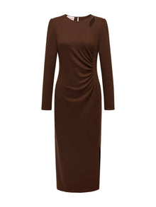Wool Waist-Defining Dress | Brown
