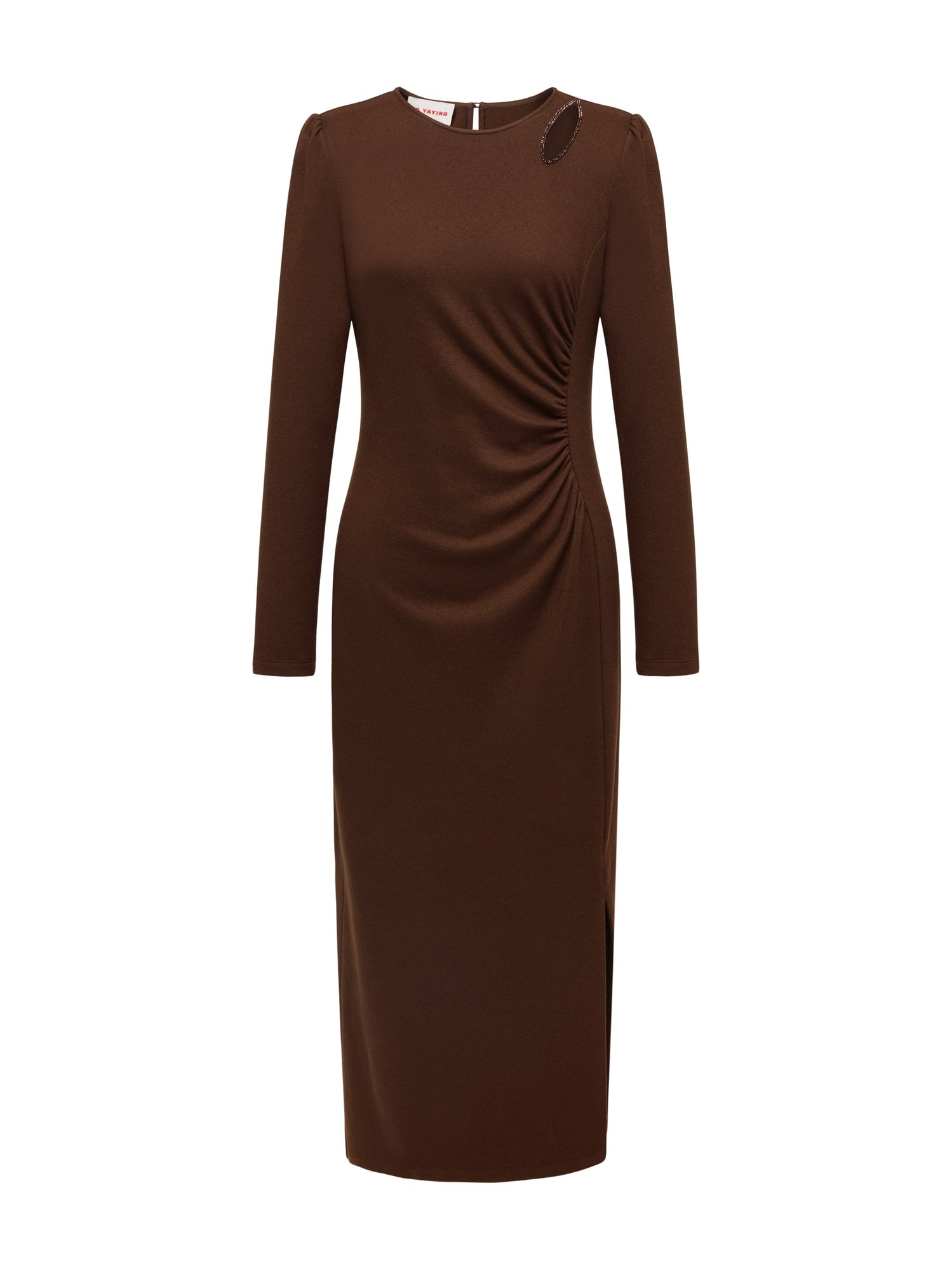Wool Waist-Defining Dress | Brown