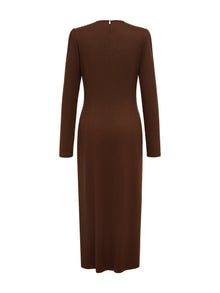 Wool Waist-Defining Dress | Brown