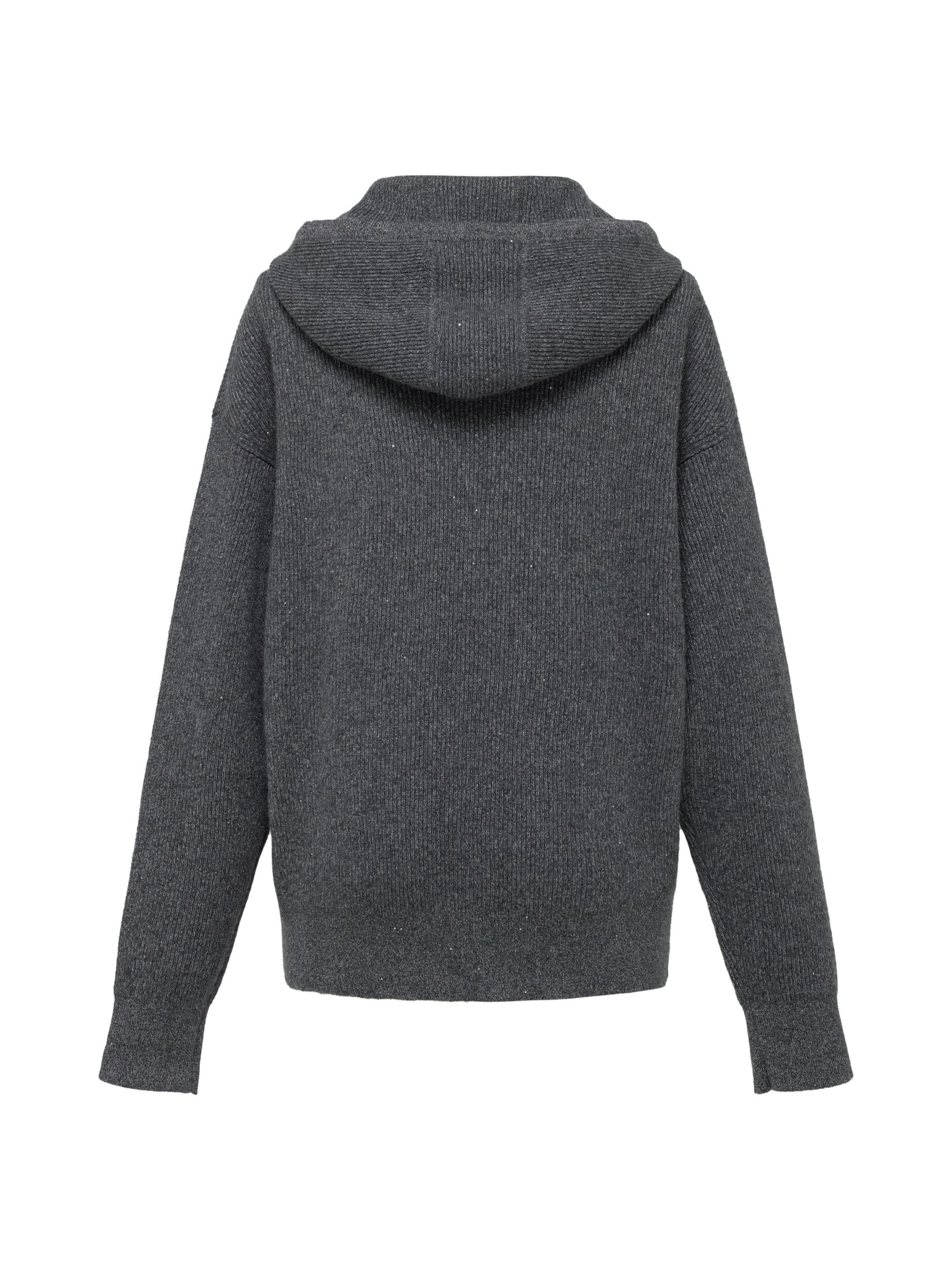 Metallic Thread Cashmere Hoodie | Grey