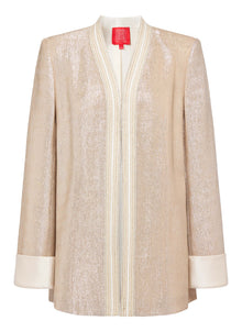 Champagne Metallic Open-Front Jacket | Golden