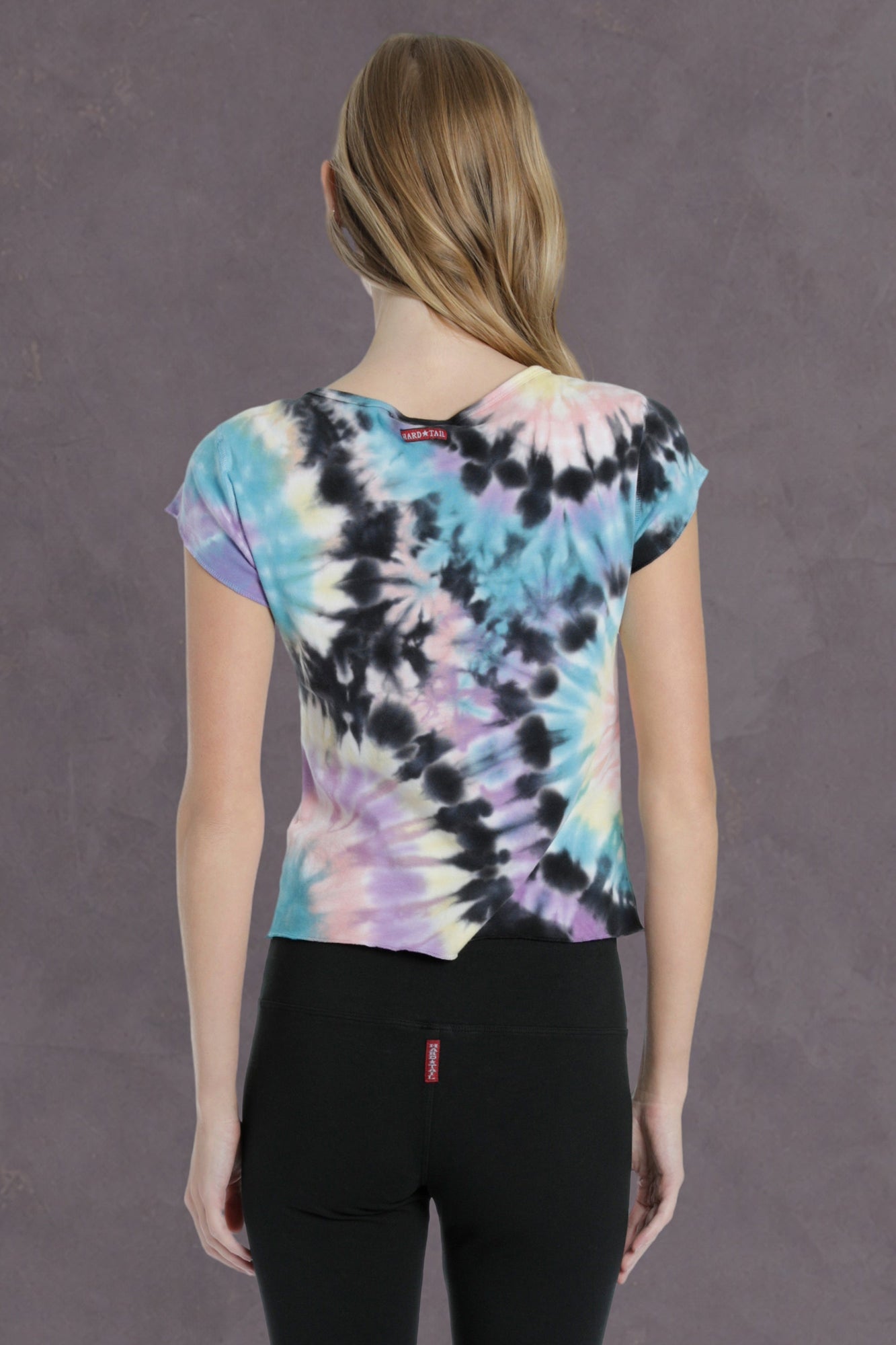 Women | Short Sleeve Crossover Shoulder Baby Tee | Circle Burst 1
