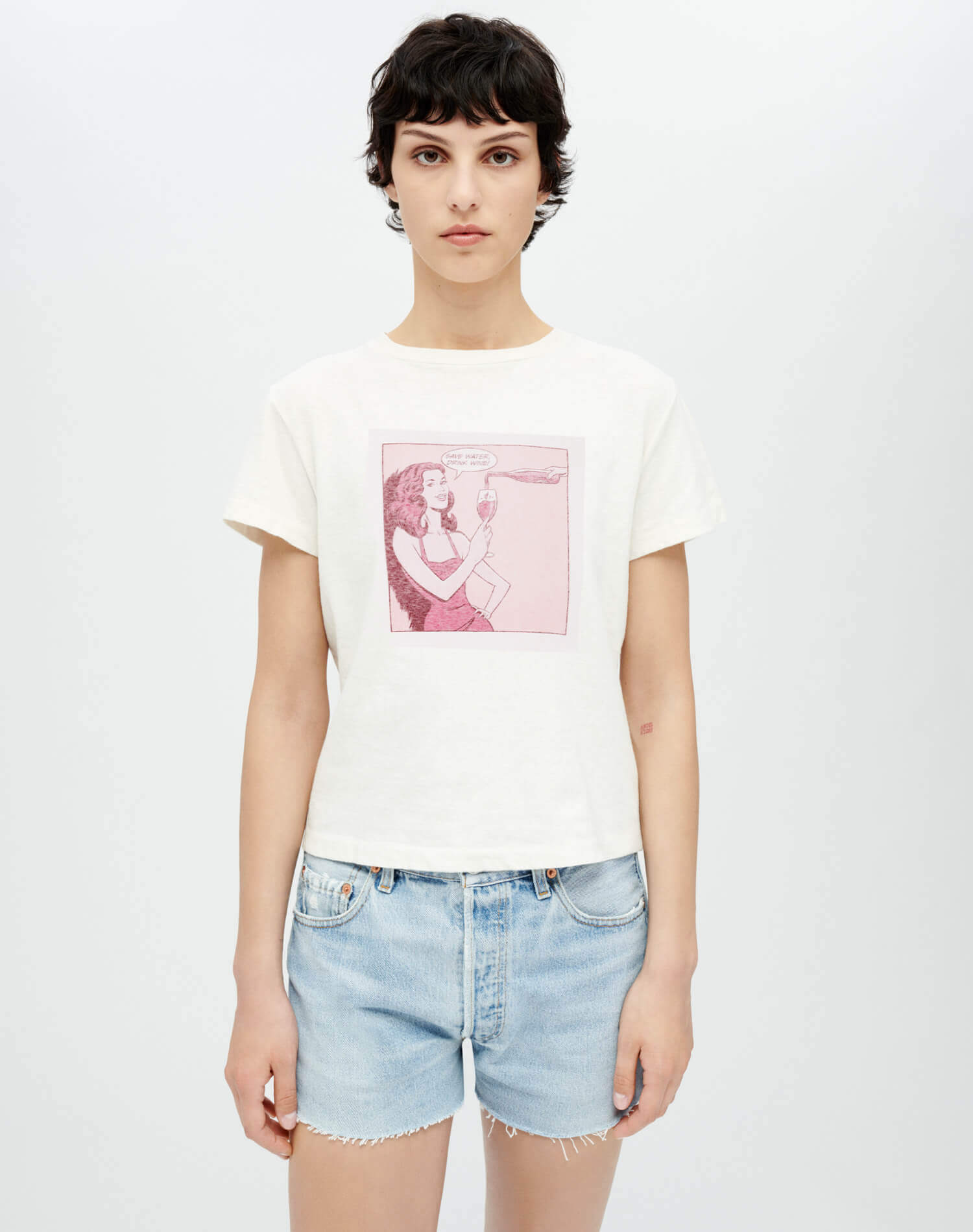 Womens | Classic "Drink Wine" Tee | Vintage White