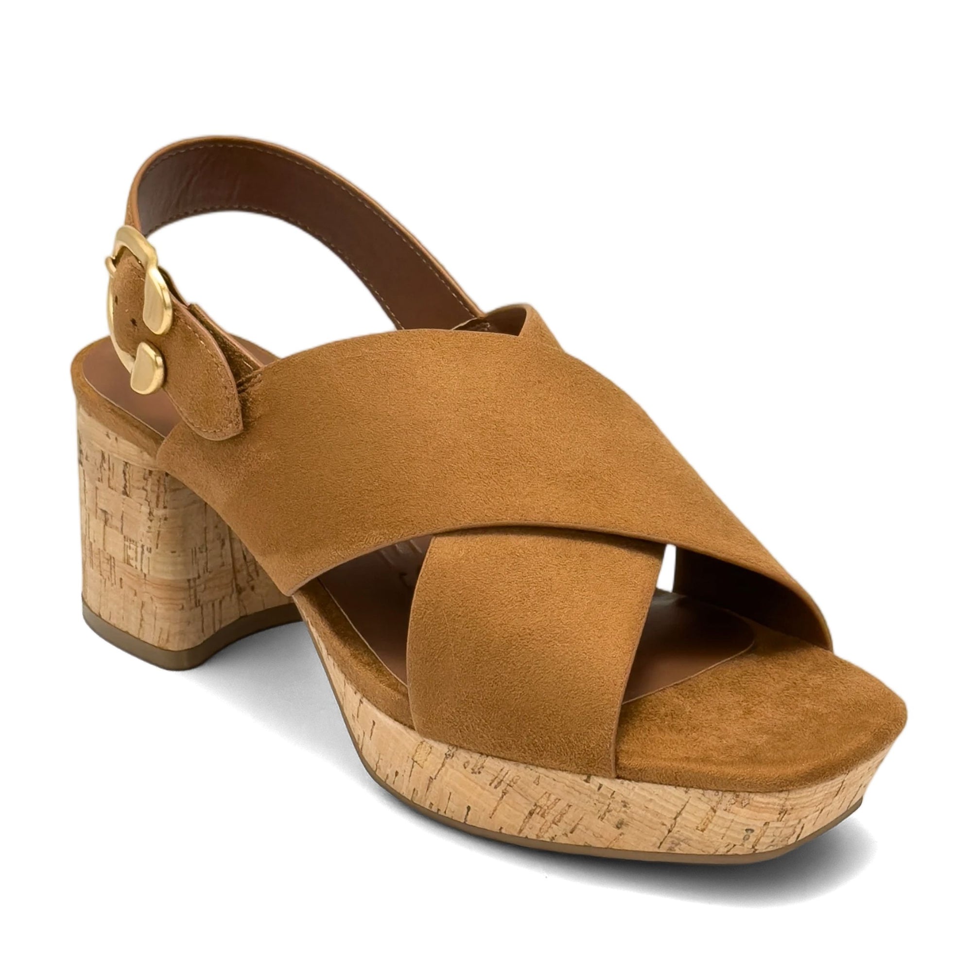 Pura Sandal Platform | Tan Faux Suede (Cork Heel)