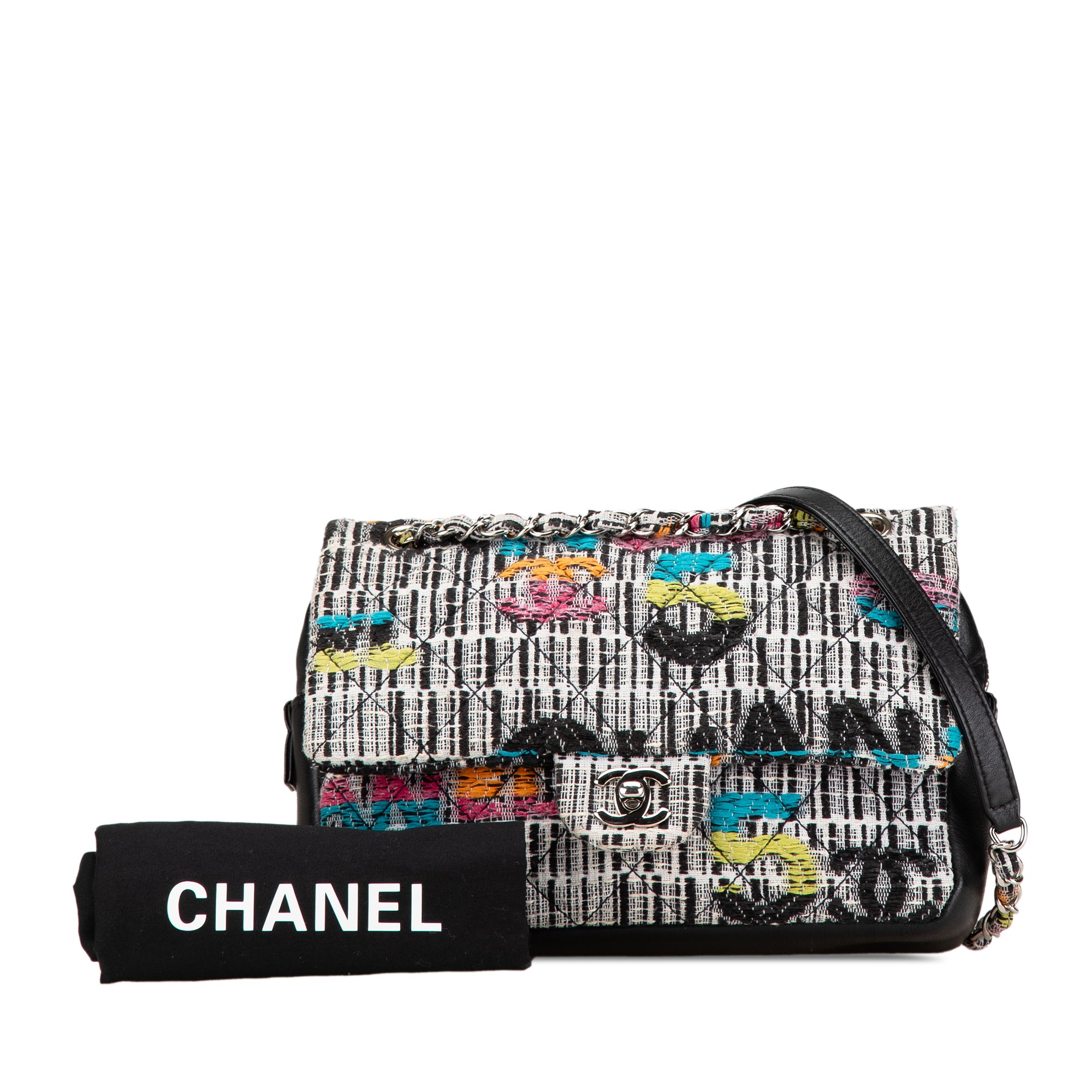 Chanel | Pre-Owned Quilted Tweed Fantasy Easy Flap | White/Off White