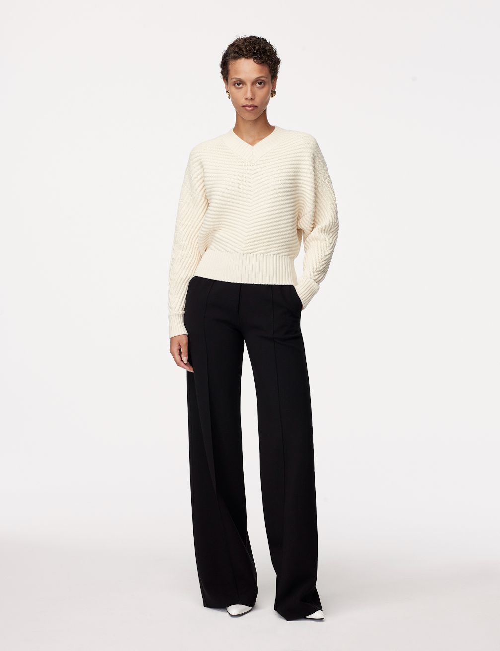 Another Tomorrow Merino Wool Dolman Sweater in Ivory – Wool Women's Knitwear