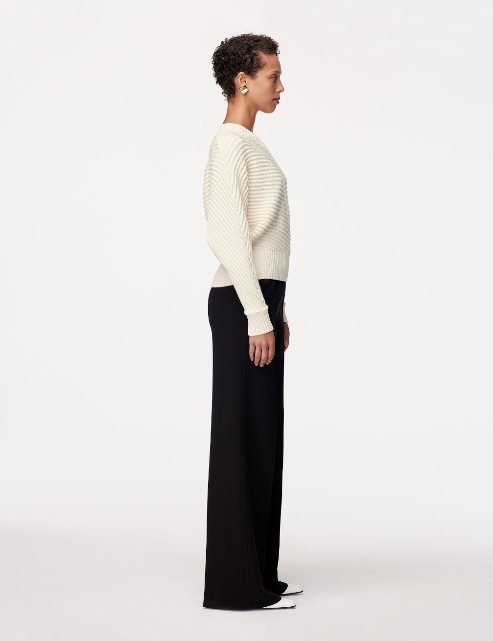 Another Tomorrow Merino Wool Dolman Sweater in Ivory – Wool Women's Knitwear
