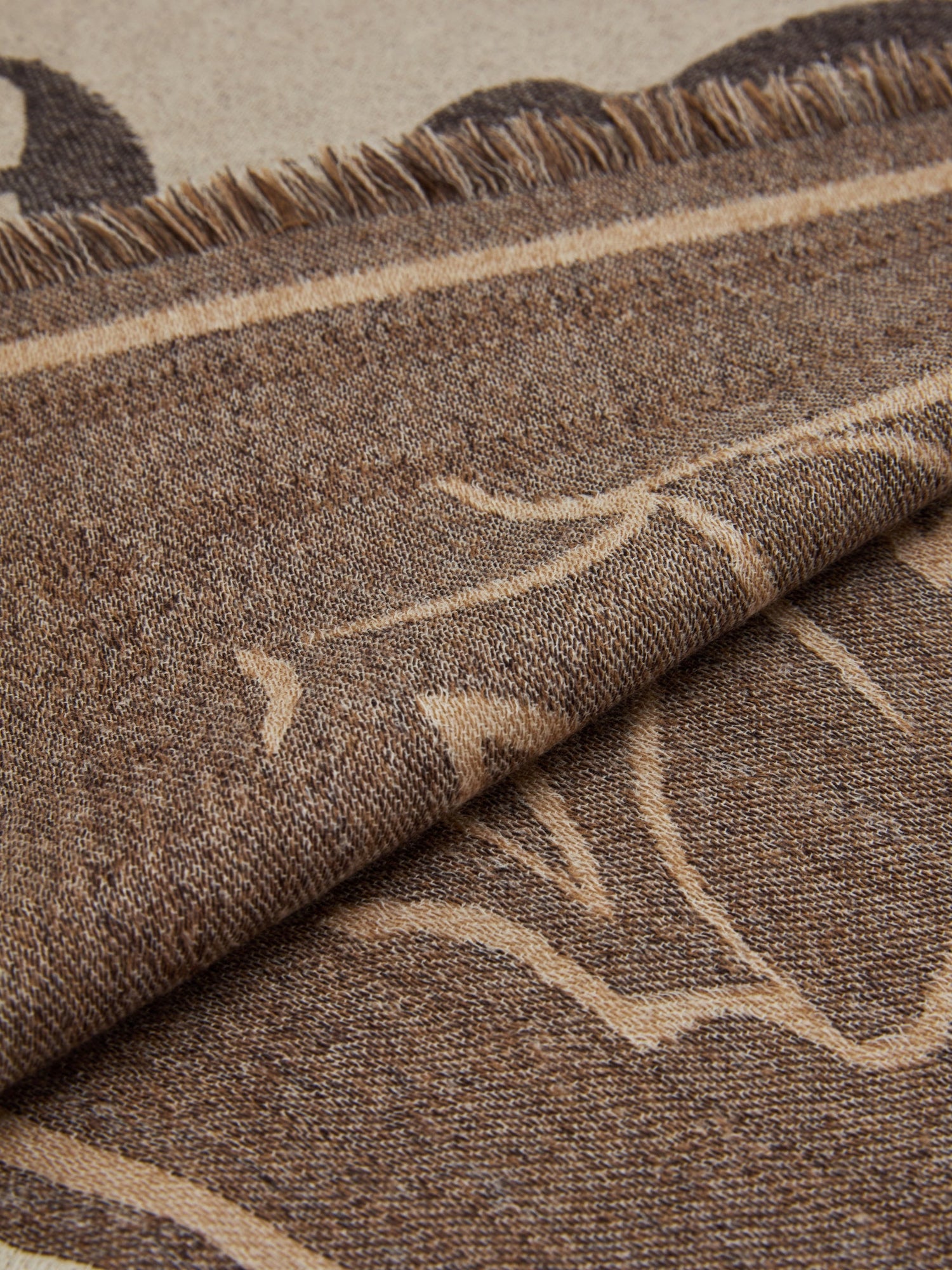 Printed Cashmere Scarf | Beige/Taupe