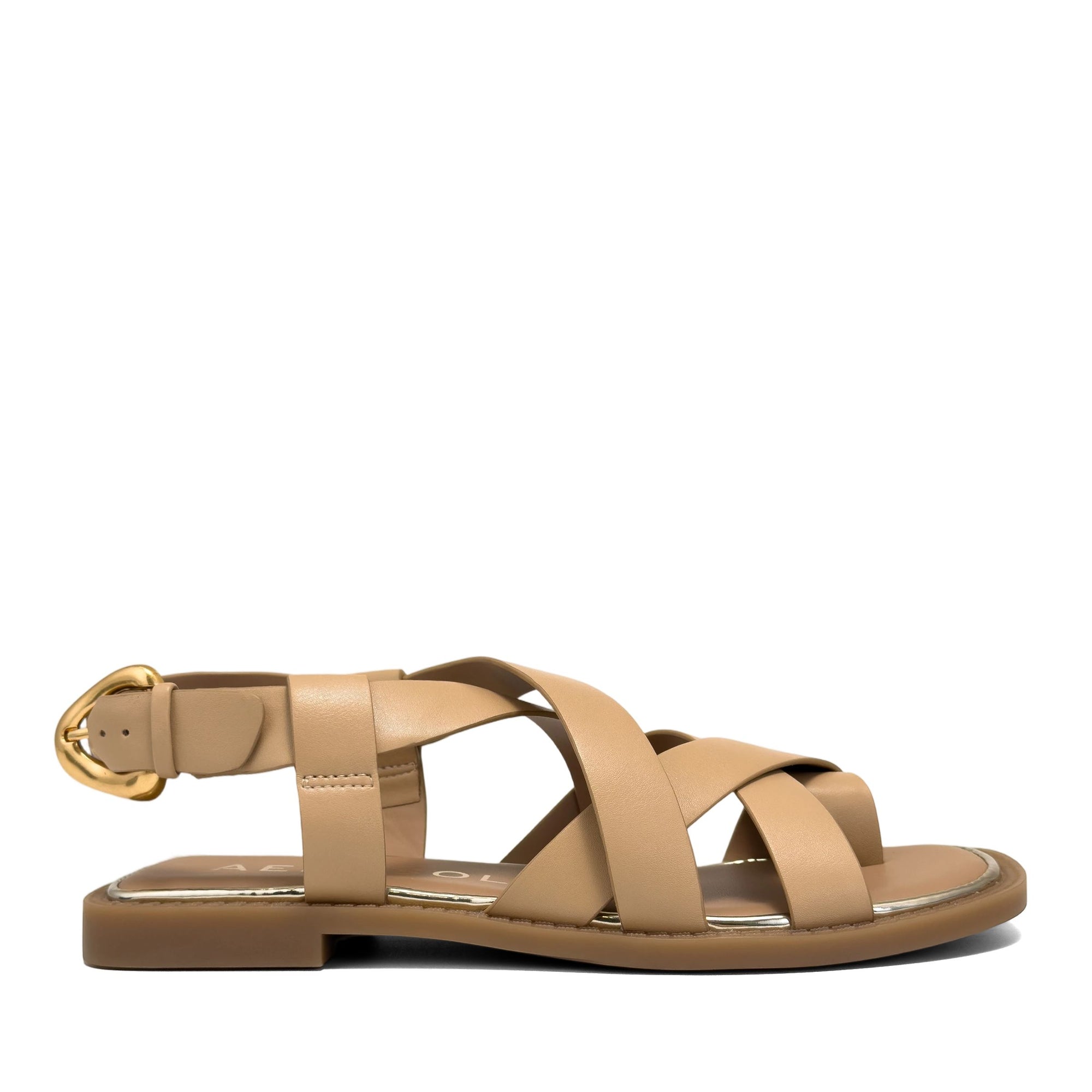 Cargo Sandal Flat | Beige Bisque Faux Nappa