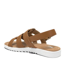 Jara Sandal Flat | Tan Faux Nappa