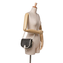 Celine | Pre-Owned Medium Triomphe Coated Canvas Folco Crossbody - II | White/Dark Brown