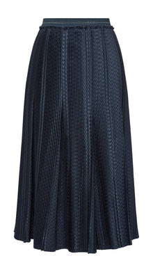Textured Pleated Midi Skirt | Navy
