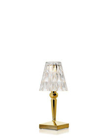 Battery Metal Table Lamp | Single | Gold/Crystal