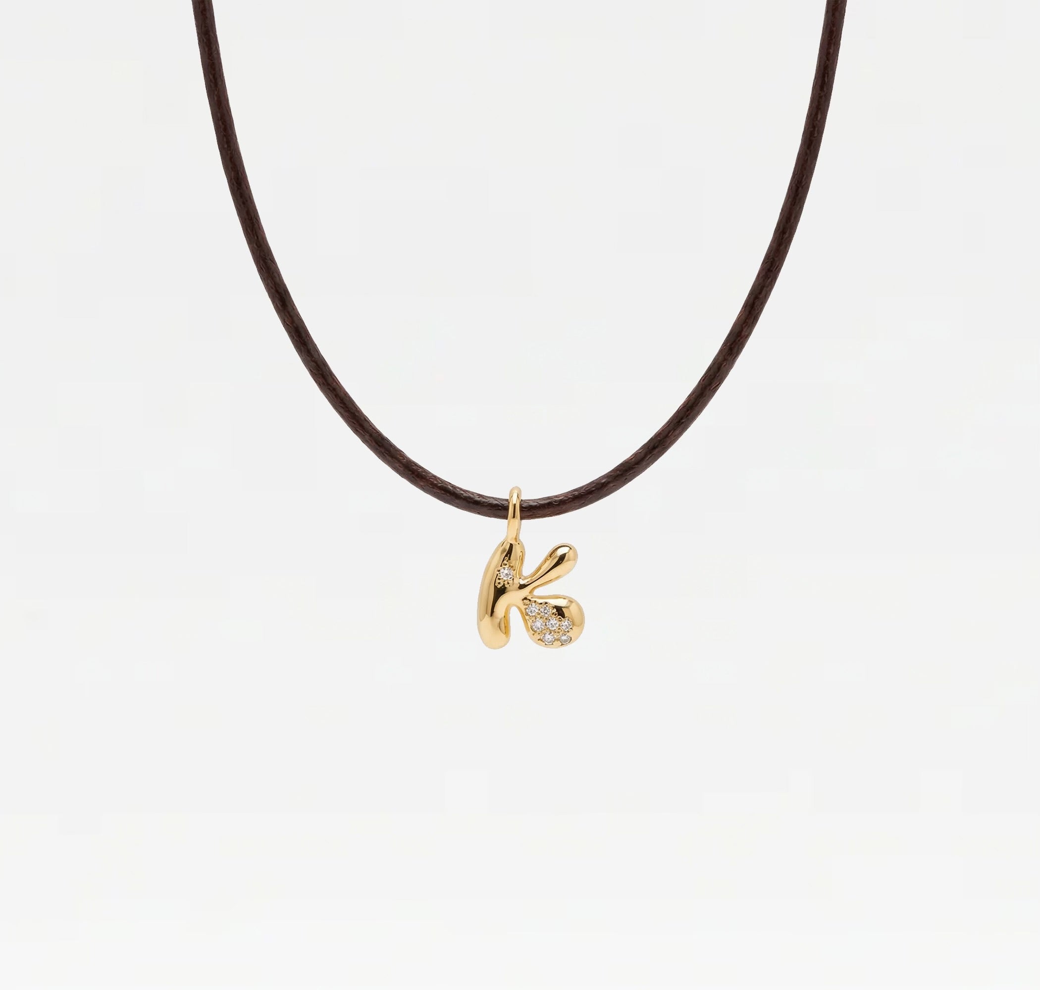 The Stone Bubble Letter Necklace | 18K Gold Plated Brass
