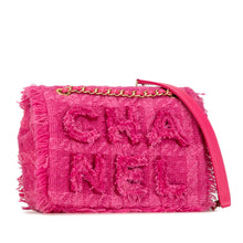 Chanel | Pre-Owned Wool Tweed Giant Logo Flap | Pink/Hot Pink