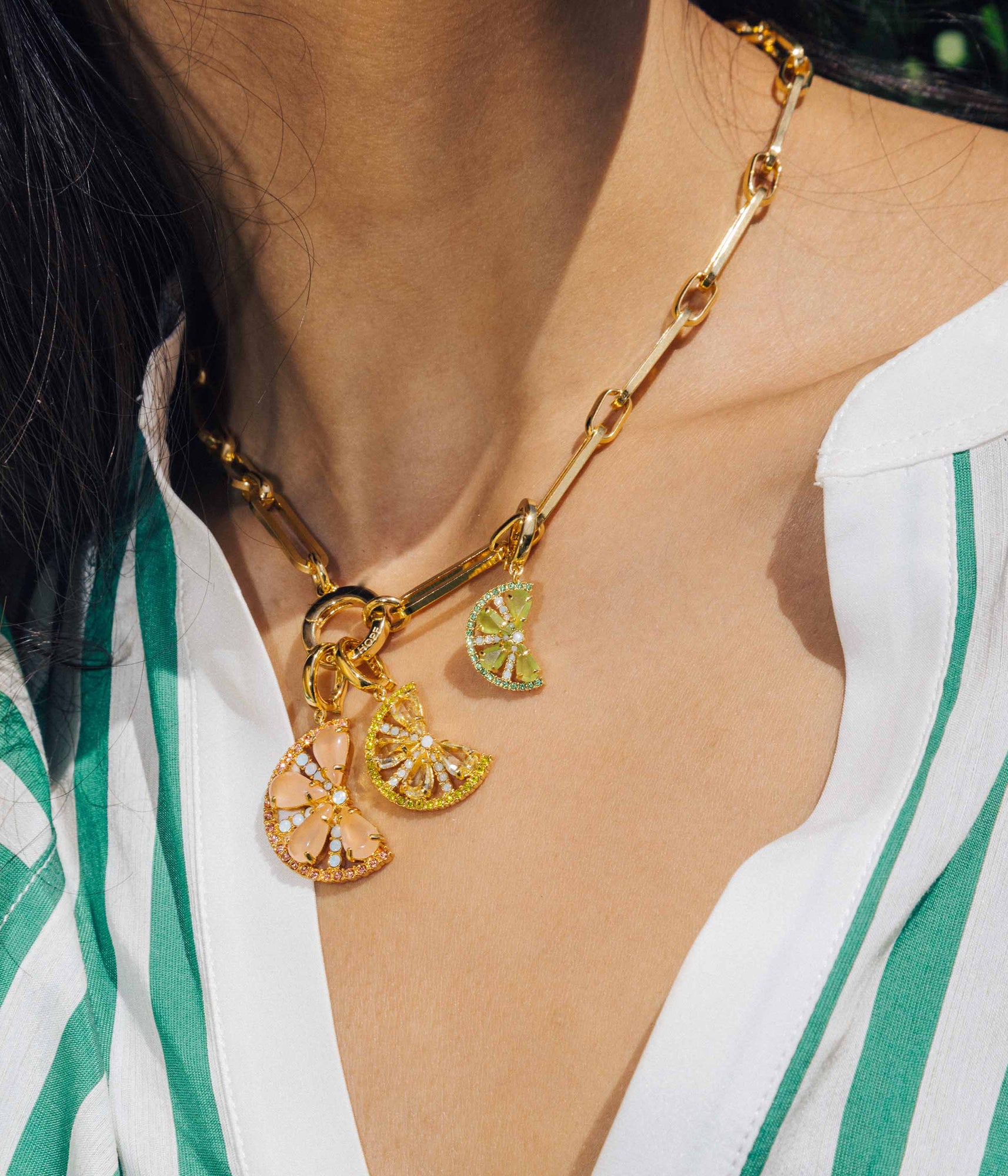 Citrus Slice Charm Trio Pendant Set - Loren Hope
