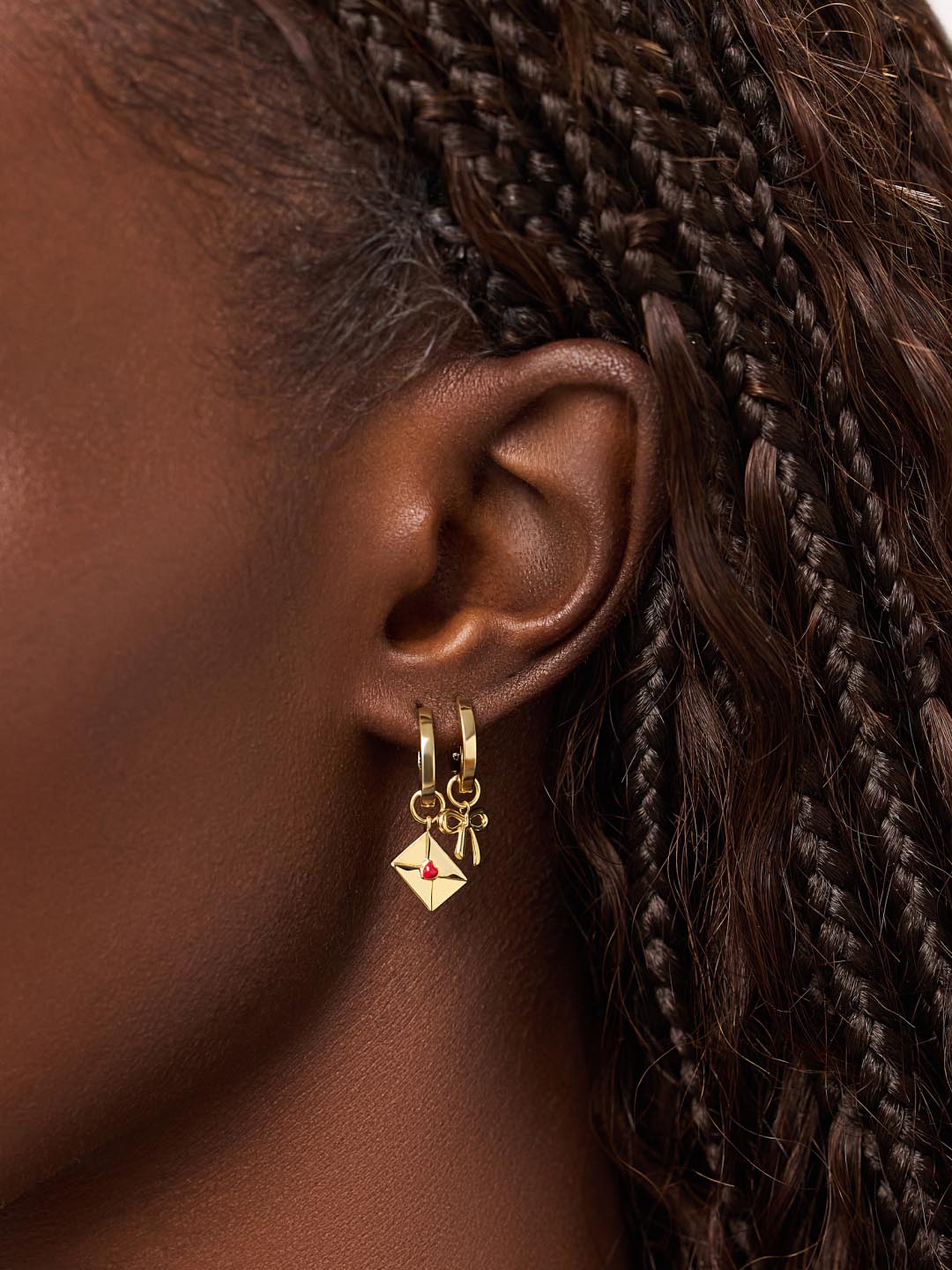 14K Gold Plated Enamel Red Heart Love Vday Earring Charms For Women Ana Luisa Love Letter Charms