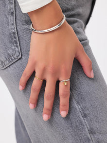 14K Gold Rhodium Plated Charm Rings Padlock Key Two Tone Band Rings For Women Ana Luisa Colter