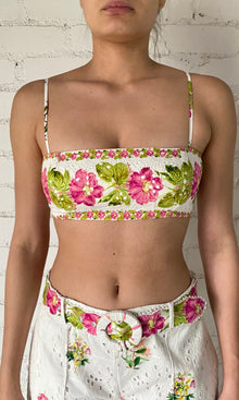 Hemant And Nandita | Taha Cotton Schiffli Bralette | White Floral