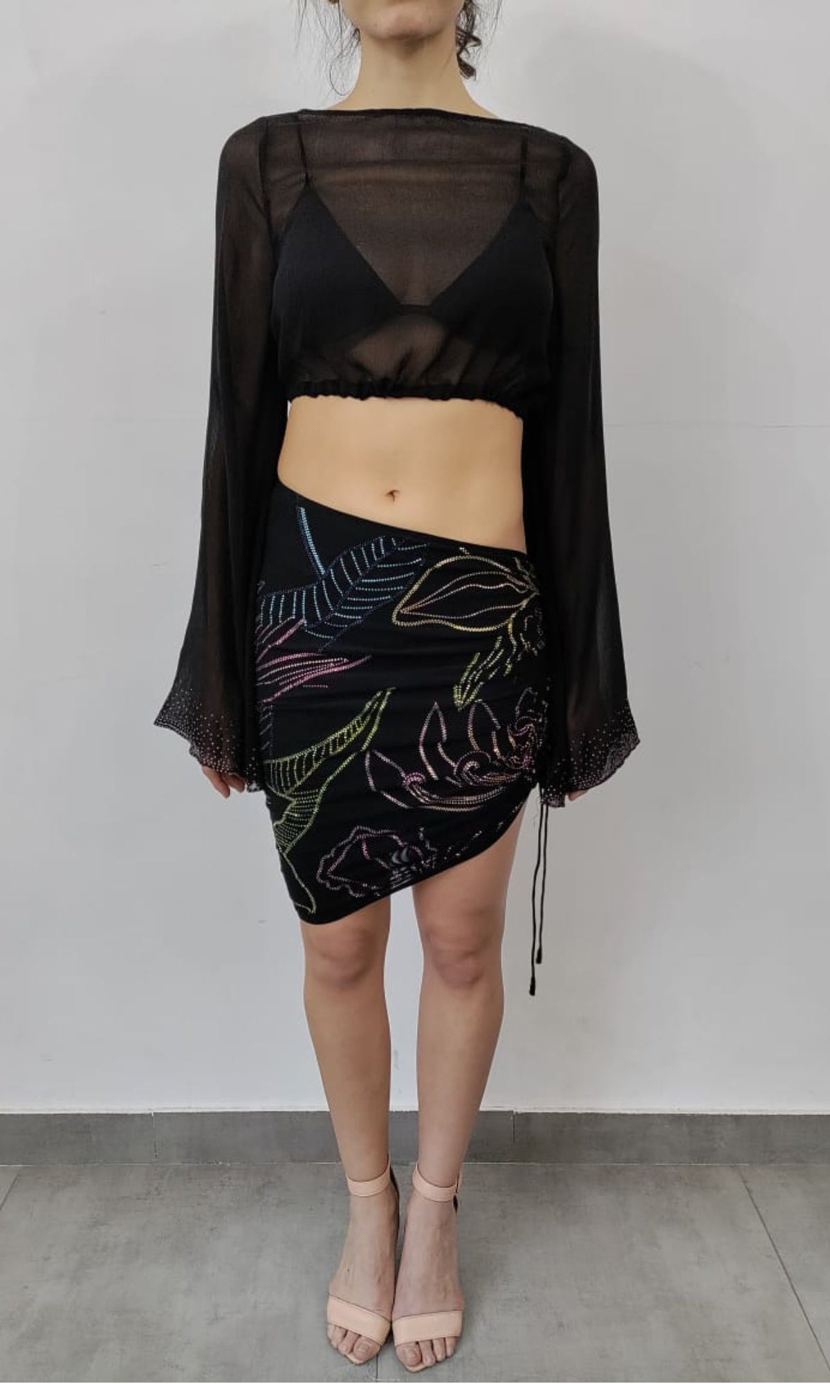 Rococo Sand | Chris Viscose Crinkle Chffon Top | Black
