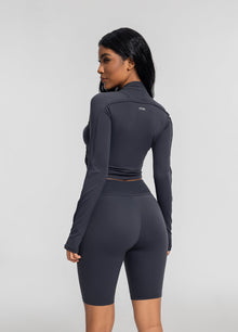 Drawstring Crop Top | Charcoal