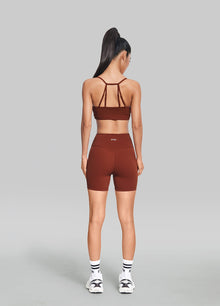High-Waisted Impact Mesh Shorts | Rust Brown