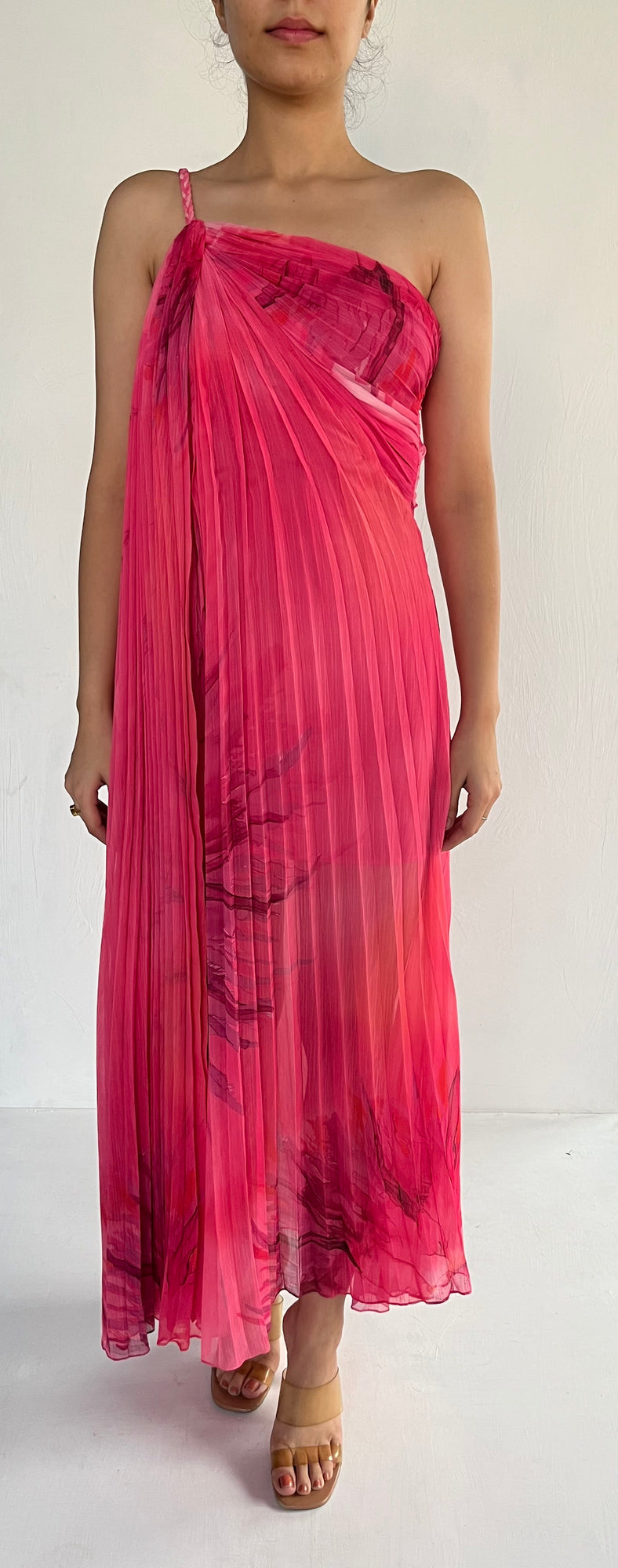 Hemant & Nandita | Poly Satin Long Dress | Pink