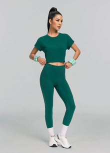Cropped Cotton T-Shirt | Dark Moss
