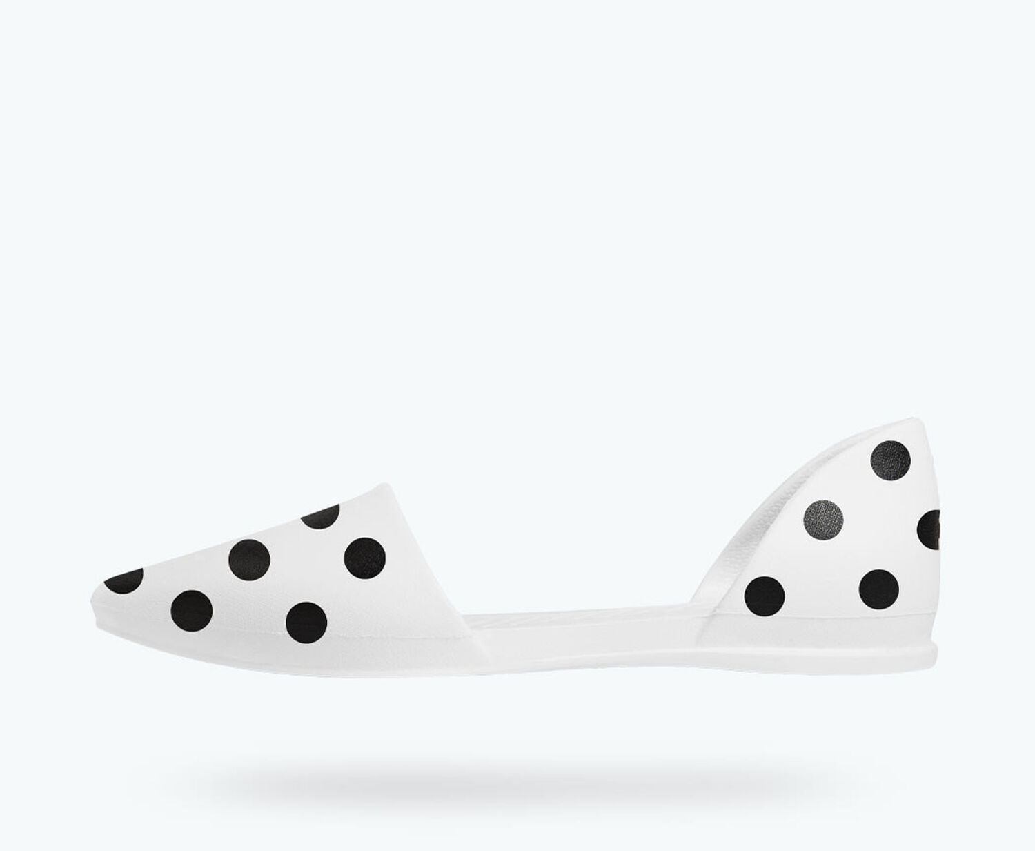 Side view of a Native Shoes Adults Audrey Print | Shell White/ Jiffy Polka Dots Footwear