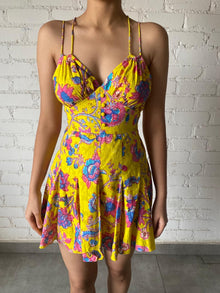 Hemant & Nandita | Floral Short Dress | Yellow