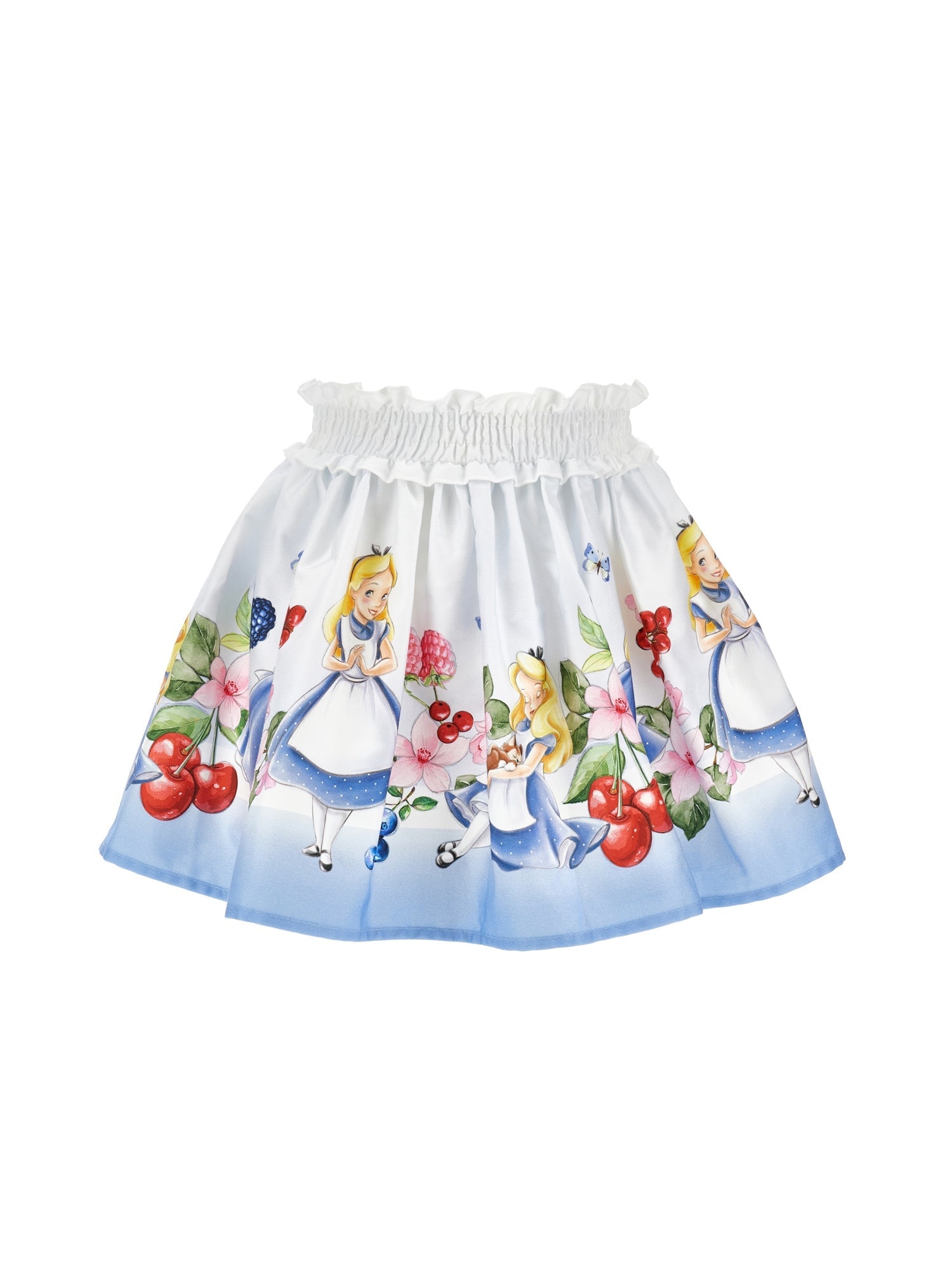 Girls | Alice Satin Skirt | White/Sky Blue