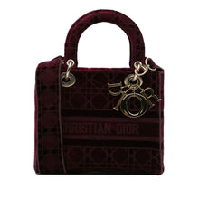 Dior | Pre-Owned Medium Velvet Cannage Lady D Lite | Red/Maroon