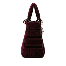 Dior | Pre-Owned Medium Velvet Cannage Lady D Lite | Red/Maroon