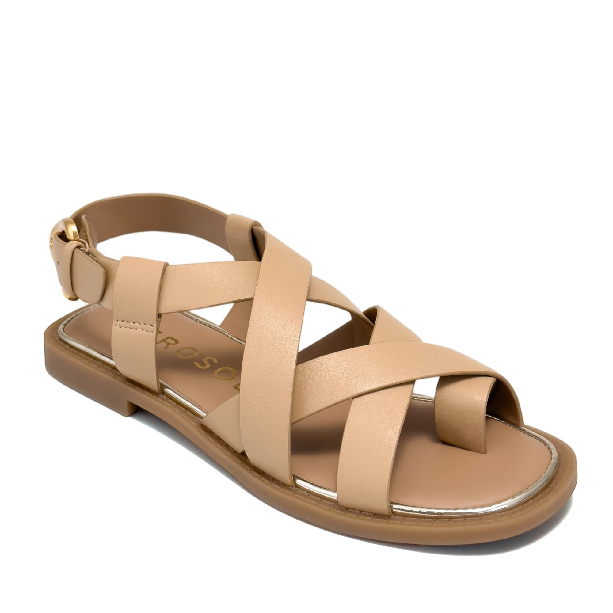 Cargo Sandal Flat | Beige Bisque Faux Nappa