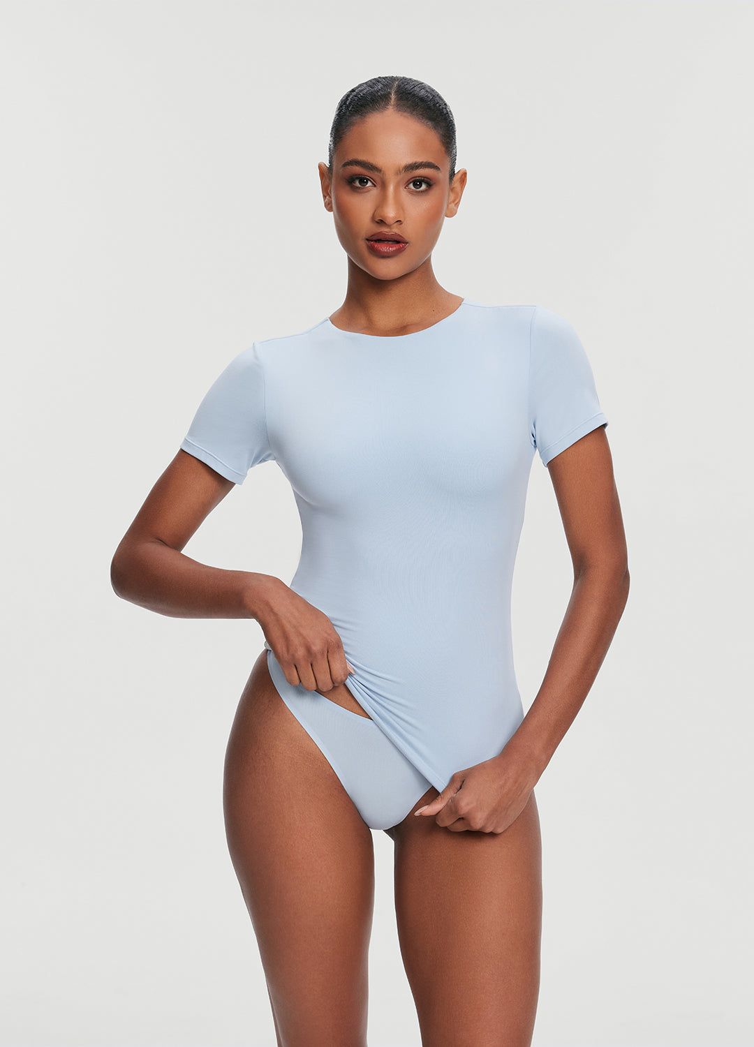 Short Sleeve Crew Neck Top | Sky Blue