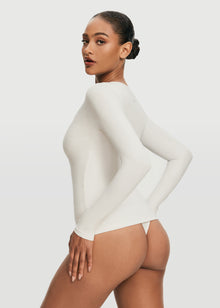 Scoop Neck Long Sleeve Top | White