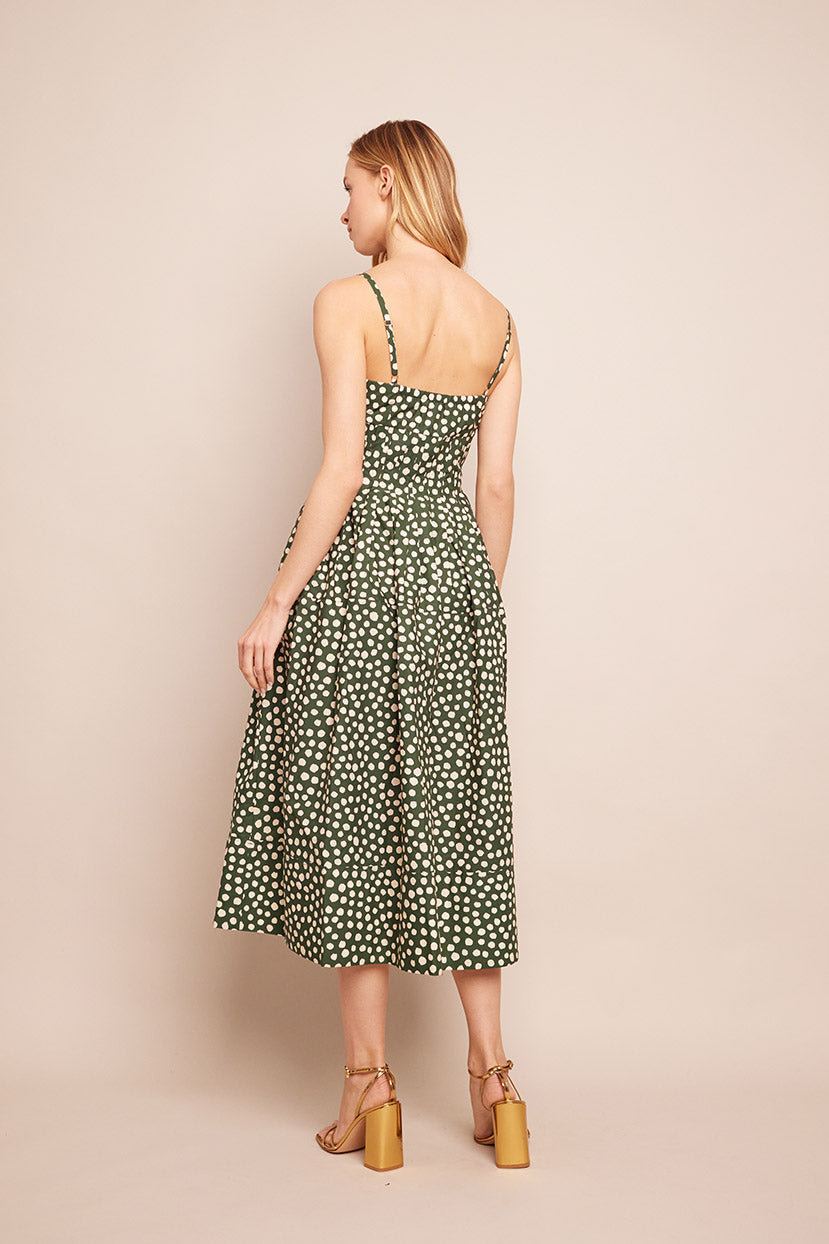 Sea Island Dress | Abstract Dot Green Turtledove