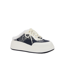 Platform Furry Slide | Navy